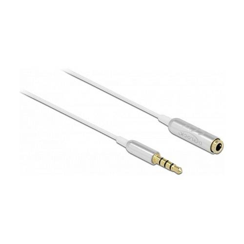 Delock Audio Verlängerungskabel Klinke 3.5 mm 4 Pin Stecker zu Buchse Ultra Slim 0.5 m weiß