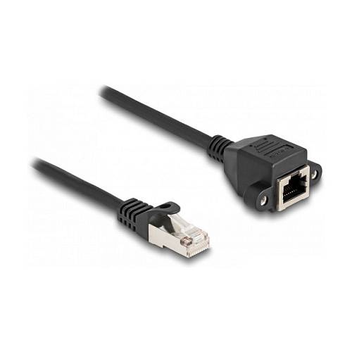 Delock RJ50 Verlängerungskabel Stecker zu Buchse S/FTP 1 m schwarz