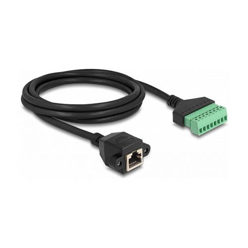 Delock RJ45 Kabel Cat.6 Buchse zu Terminalblock Adapter zum Einbau 2 m 2-teilig