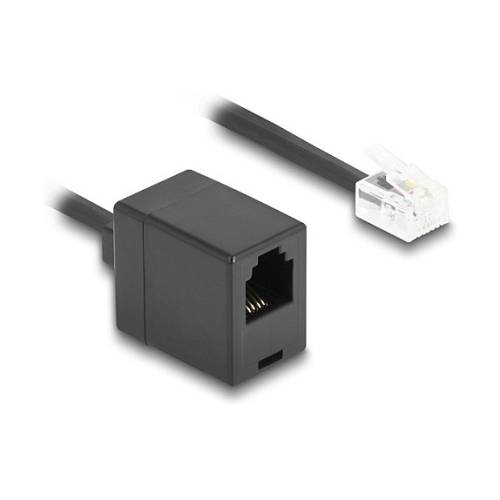 Delock Telefonkabel / Spiralkabel RJ11 Stecker zu RJ11 Buchse schwarz 2 m