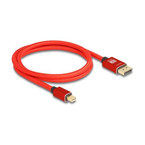 Delock Mini DisplayPort zu DisplayPort Kabel 8K 60 Hz 1 m rot Metall ohne Einrastfunktion