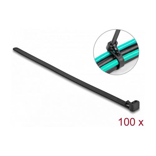 Delock Kabelbinder wiederverwendbar hitzebeständig L 200 x B 7.5 mm 100 Stück schwarz
