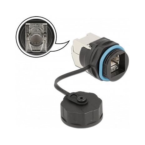 Delock Kabelverbinder RJ45 Buchse zu Cat.6A LSA mit Verschlusskappe wasserfest