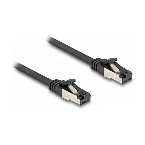 Delock RJ45 Flachband Patchkabel Stecker zu Stecker Cat.8.1 flexibel 0.5 m schwarz
