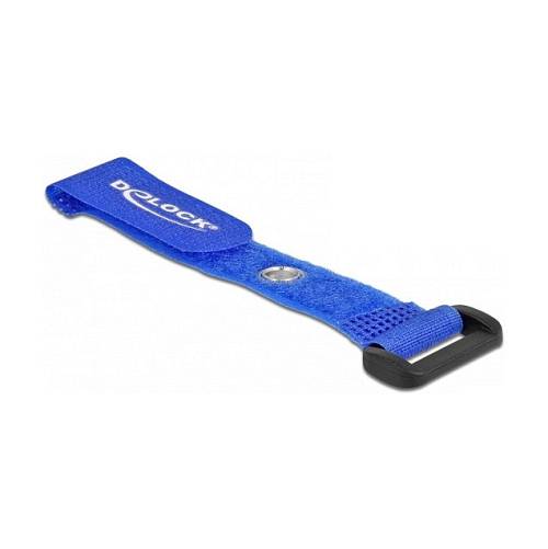 Delock Klett-Kabelbinder mit Schlaufe und Befestigungsöse L 150 x B 20 mm blau 5 Stück