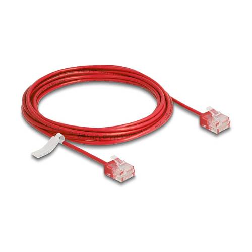 Delock RJ45 Netzwerkkabel Cat.6 UTP Ultra Slim 3 m rot mit kurzen Steckern