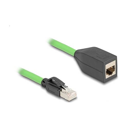 Delock RJ45 Netzwerk Verlängerungskabel Cat.6A Stecker zu Buchse SF/UTP schleppkettentauglich PUR (TPU) 2 m grün