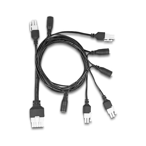 Delock Kabel Mini-Fit 4.2 mm 10 Pin Stecker zu 4 x DC 5.5 x 2.5 mm Buchse und 4 x Mini-Fit 4.2 mm 2 Pin Stecker schwarz