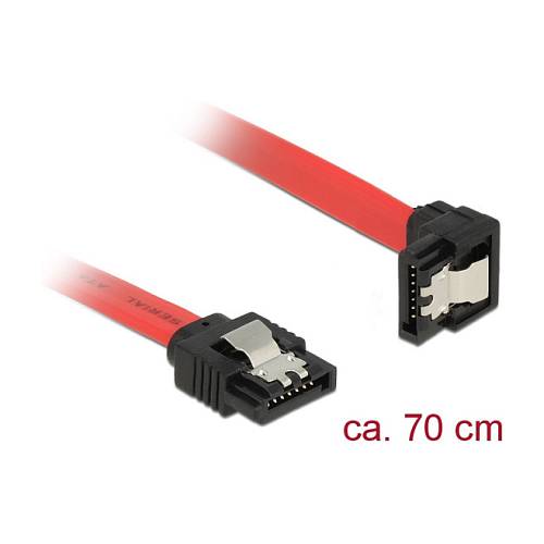 Delock SATA 6 Gb/s Kabel gerade auf unten gewinkelt 70 cm rot