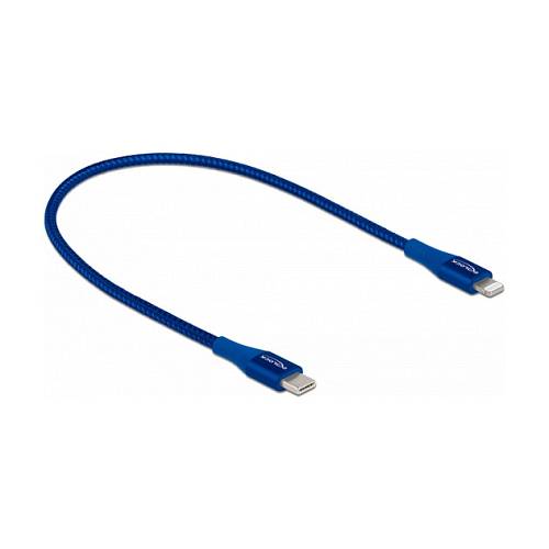 Delock Daten- und Ladekabel USB Type-C™ zu Lightning™ für iPhone™. iPad™ und iPod™ blau 0.5 m MFi