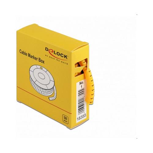 Delock Kabelmarker Box. Nr: 1. gelb. 500 Stück