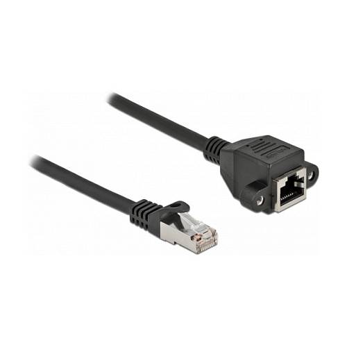 Delock Netzwerk Verlängerungskabel S/FTP RJ45 Stecker zu RJ45 Buchse Cat.6A 5 m schwarz