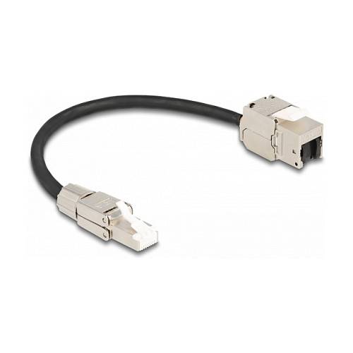 Delock Kabel RJ45 Stecker feldkonfektionierbar zu Keystone Modul RJ45 Buchse Cat.6A 25 cm