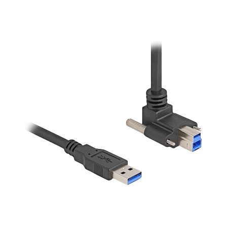 Delock USB 5 Gbps Kabel USB Typ-A Stecker gerade zu USB Typ-B Stecker mit Schraubenabstand 22 mm 90° nach oben gewinkelt 1 m schwarz