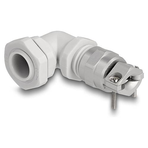 Delock Kabelverschraubung mit Zugentlastung und Biegeschutz 90° gewinkelt PG9 grau