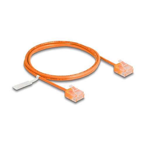 Delock RJ45 Netzwerkkabel Cat.6 UTP Ultra Slim 1 m orange mit kurzen Steckern