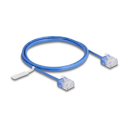 Delock RJ45 Netzwerkkabel Cat.6 UTP Ultra Slim 1 m blau mit kurzen Steckern