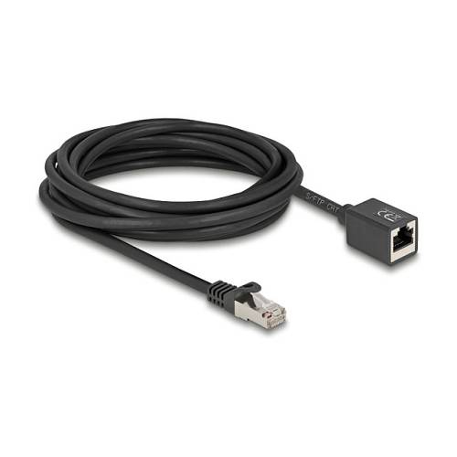 Delock Netzwerk Verlängerungskabel RJ45 Stecker zu RJ45 Buchse Cat.6A S/FTP 5 m schwarz
