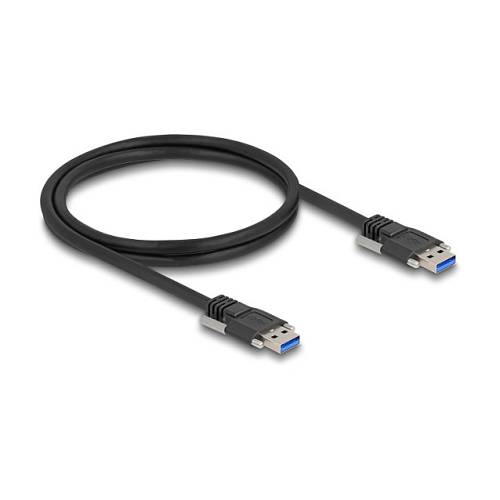 Delock USB 5 Gbps Kabel Typ-A Stecker zu Typ-A Stecker mit Schraubenabstand 19 mm / M3 Schrauben 1 m schwarz