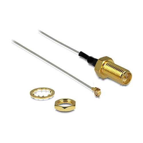 Delock Antennenkabel RP-SMA Buchse zum Einbau zu I-PEX Inc.. MHF® II Stecker 0.81 20 cm Gewindelänge 10 mm
