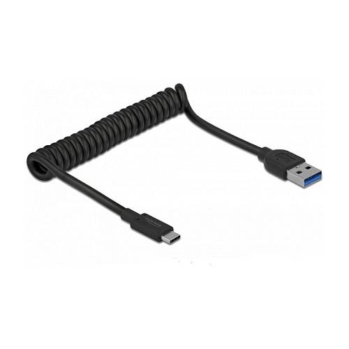 Delock USB 10 Gbps Spiralkabel Typ-A Stecker zu USB Type-C™ Stecker