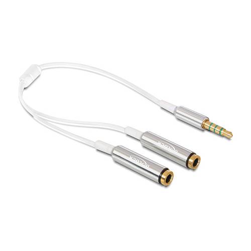Delock Kabel Audio Splitter Klinkenstecker 3.5 mm 4 Pin > 2 x Klinkenbuchse 3.5 mm 4 Pin 25 cm