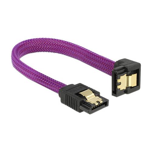 Delock SATA 6 Gb/s Kabel gerade auf unten gewinkelt 10 cm violett