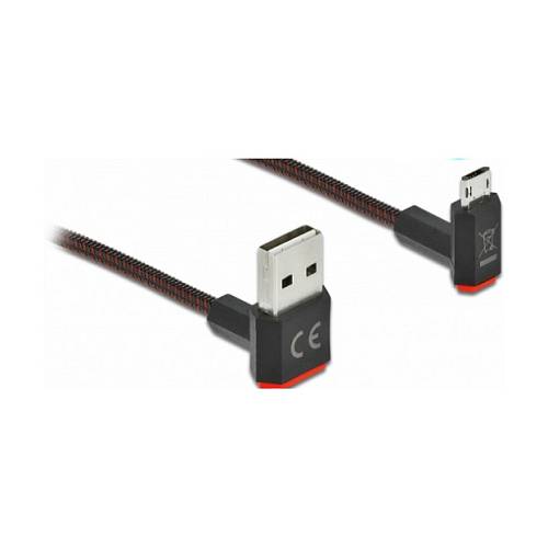 Delock EASY-USB 2.0 Kabel Typ-A Stecker zu EASY-USB Typ Micro-B Stecker gewinkelt oben / unten 2 m schwarz