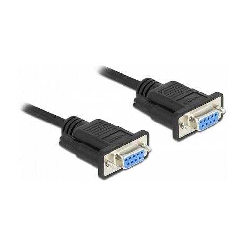 Delock RS-232 Kabel Seriell D-Sub 9 Buchse zu Buchse Nullmodem mit schmalem Steckergehäuse - CTS / RTS auto control - 2 m