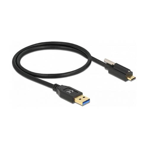 Delock USB 10 Gbps Kabel Typ-A Stecker zu USB Type-C™ Stecker mit Schraube oben 0.5 m