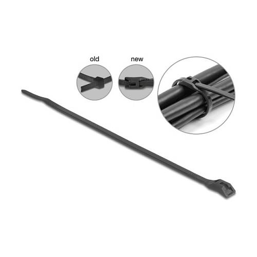 Delock Kabelbinder mit flachem Kopf L 110 x B 2.5 mm 100 Stück schwarz