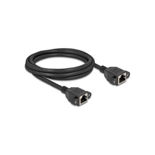 Delock Netzwerk Verlängerungskabel S/FTP RJ45 Buchse zu RJ45 Buchse Cat.6A flache Ausführung 2 m schwarz
