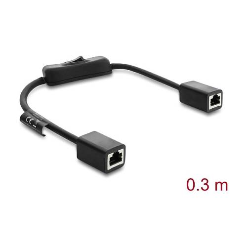 Delock RJ45 Kabel Buchse zu Buchse mit Schalter Cat.6 F/UTP 0.3 m - Netzwerkschaltung schwarz