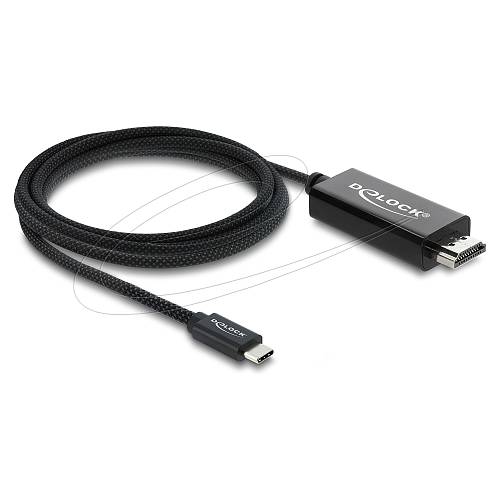 Delock Koaxiales USB Type-C™ zu HDMI Kabel (DP Alt Mode) 4K 60 Hz mit Geflechtmantel 2 m