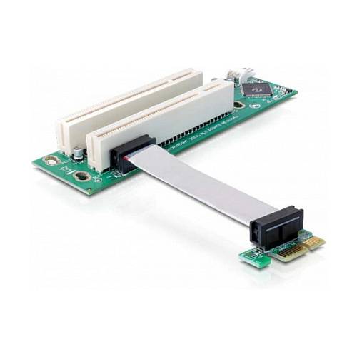 Delock Riser Karte PCI Express x1 > 2 x PCI mit flexiblem Kabel 9 cm links gerichtet