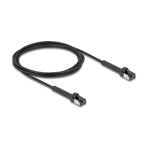 Delock RJ45 Slim Netzwerkkabel Cat.8.1 U/FTP winkelbar bis 40 Gbps schwarz 2 m