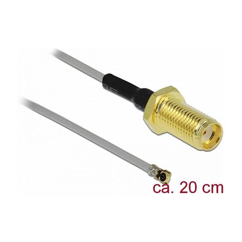 Delock Antennenkabel SMA Buchse zum Einbau zu I-PEX Inc.. MHF® 4L Stecker 1.37 20 cm Gewindelänge 10 mm