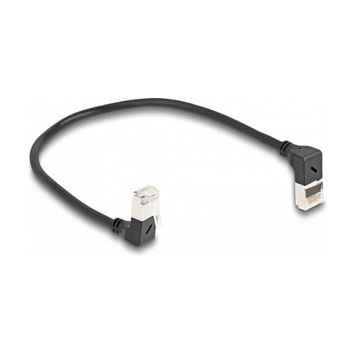 Delock RJ45 Netzwerkkabel Cat.6A S/FTP Slim 90° oben / unten gewinkelt 0.25 m schwarz