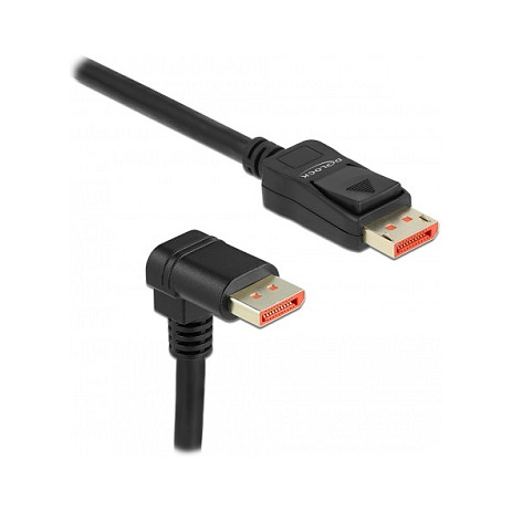 Delock DisplayPort Kabel Stecker gerade zu Stecker 90° unten gewinkelt 8K 60 Hz 3 m
