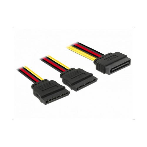 Delock Kabel Power SATA 15 Pin > 2 x SATA HDD – gerade