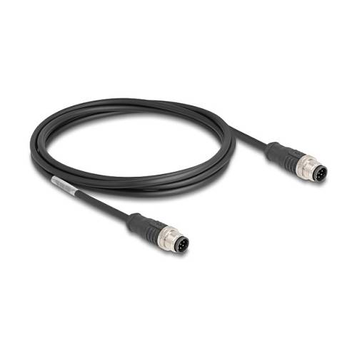 Delock M12 Kabel A-kodiert 8 Pin Stecker zu Stecker PVC 2 m