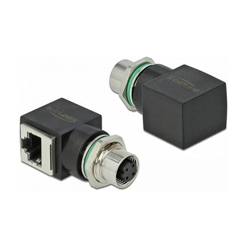 Delock Netzwerkadapter M12 D-kodiert 4 Pin Buchse zu RJ45 Buchse