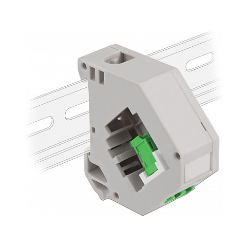 Delock Hutschienenadapter mit Keystone LC Duplex Buchse zu LC Duplex Buchse grün