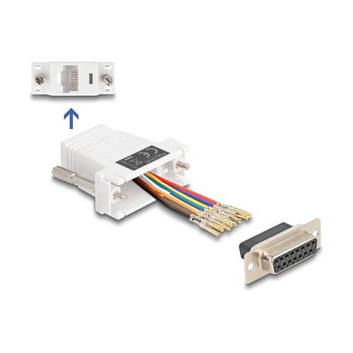 Delock D-Sub 15 Pin Buchse zu RJ45 Buchse Montagesatz weiß