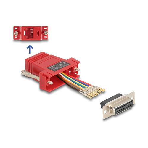 Delock D-Sub 15 Pin Buchse zu RJ45 Buchse Montagesatz rot