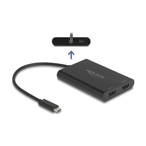 Delock Adapter USB Type-C™ zu 2 x HDMI 4K 60 Hz mit DisplayLink® Grafik und USB PD