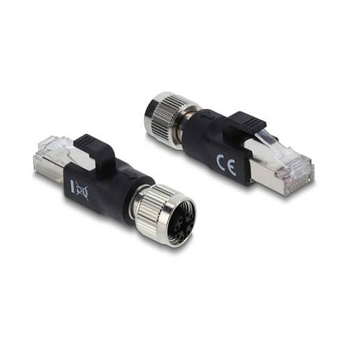 Delock M12 Adapter X-kodiert 8 Pin Buchse zu RJ45 Stecker schwarz