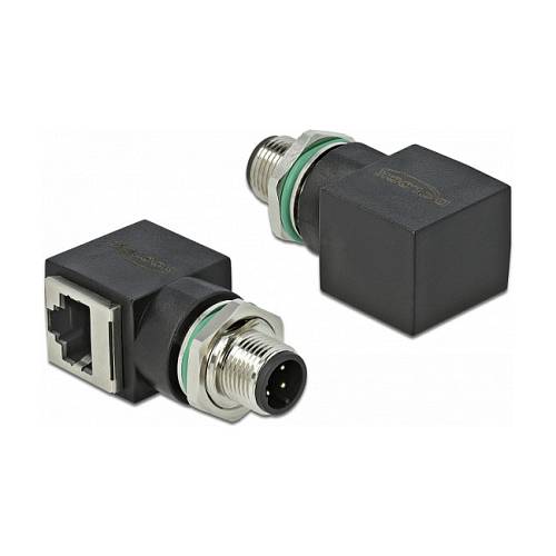 Delock Netzwerkadapter M12 D-kodiert 4 Pin Stecker zu RJ45 Buchse