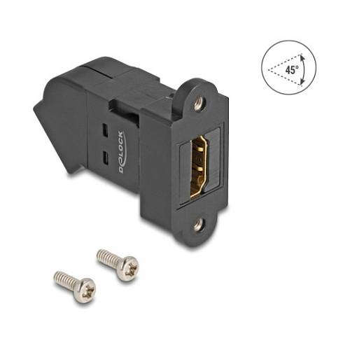 Delock Keystone Modul HDMI Einbaubuchse zu HDMI Buchse 45° gewinkelt 8K 60 Hz schwarz