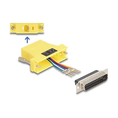 Delock D-Sub 25 Pin Stecker zu RJ12 Buchse Montagesatz gelb